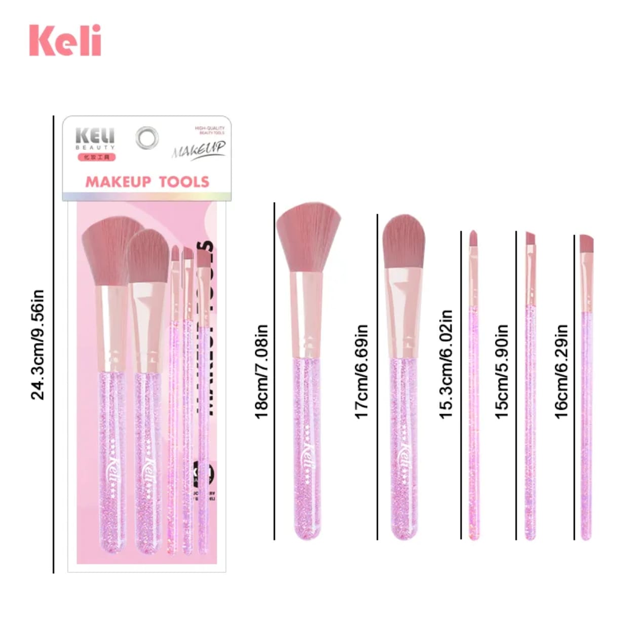 Keli Makeup Powder Brush 5pcs Set vicoriastore.com.pk