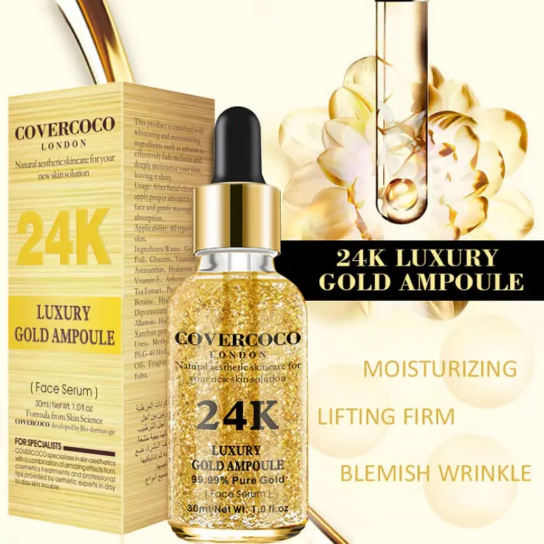 Covercoco London Facial Collagen Moisturizing Firming Anti-Aging Anti-wrinkles Whitening Face Skin Care 24K Gold Serum victoriastore.com.pk