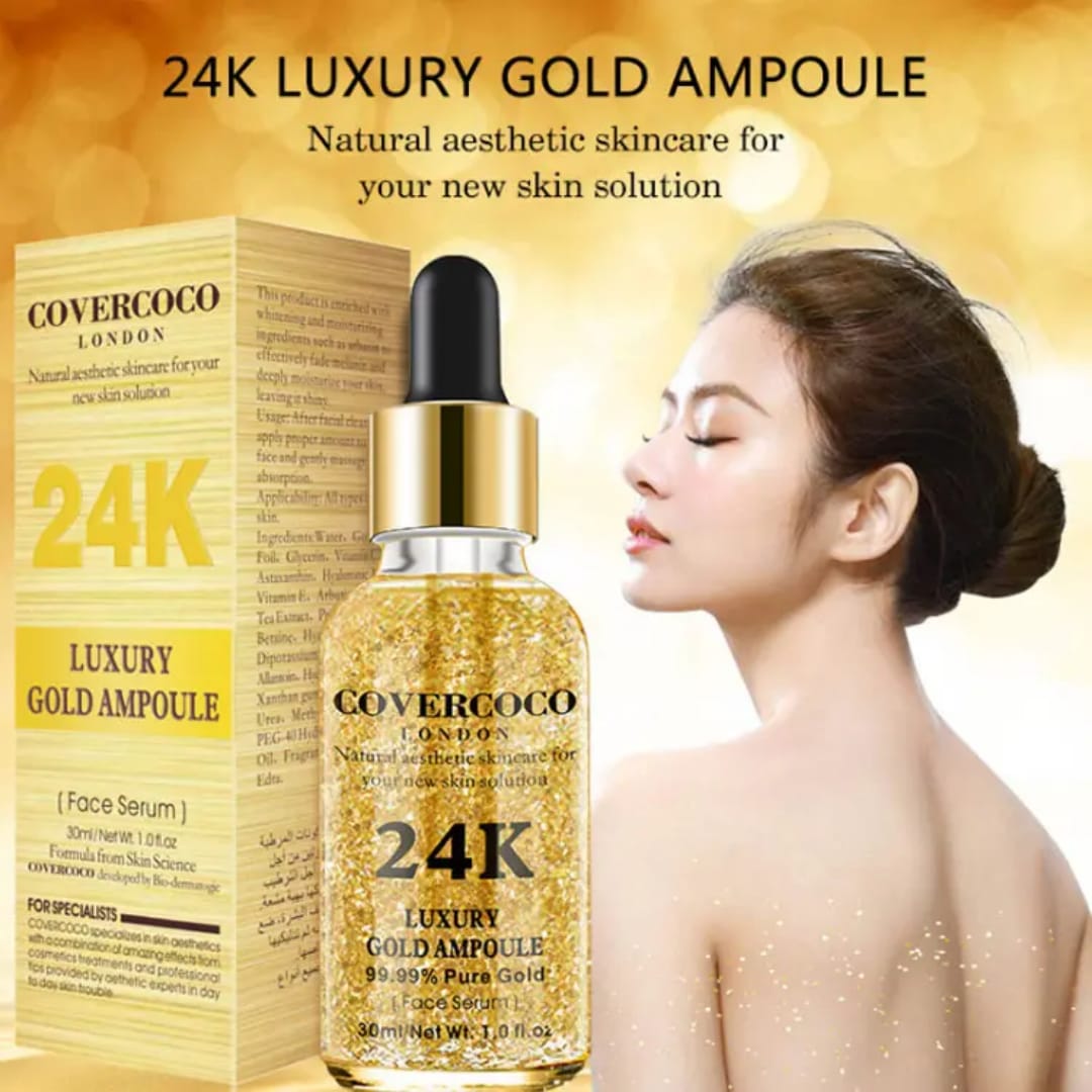 Covercoco London Facial Collagen Moisturizing Firming Anti-Aging Anti-wrinkles Whitening Face Skin Care 24K Gold Serum victoriastore.com.pk